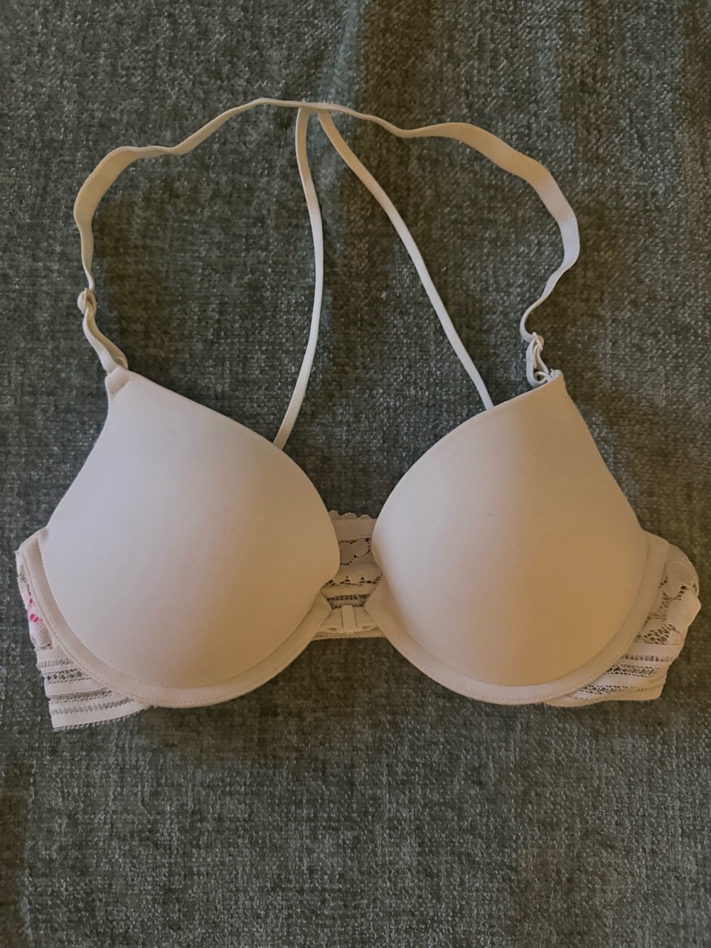 La SENZA White Lace-Back Padded Bra